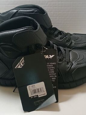 FLY Motorcycle Shoes Men's Size 12 M21 Black Lace Up Mid Riding Boots NWOB